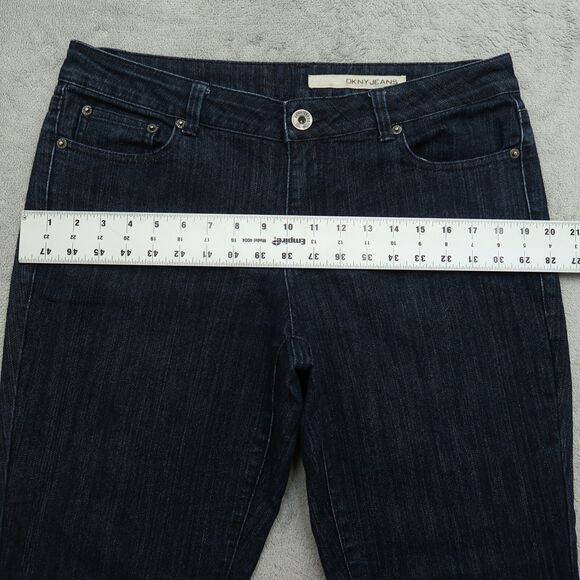 DKNY Jeans Women's Size 12 Blue Mid-Rise Straight Denim Dark Wash 26.5" Inseam - Picture 5 of 14